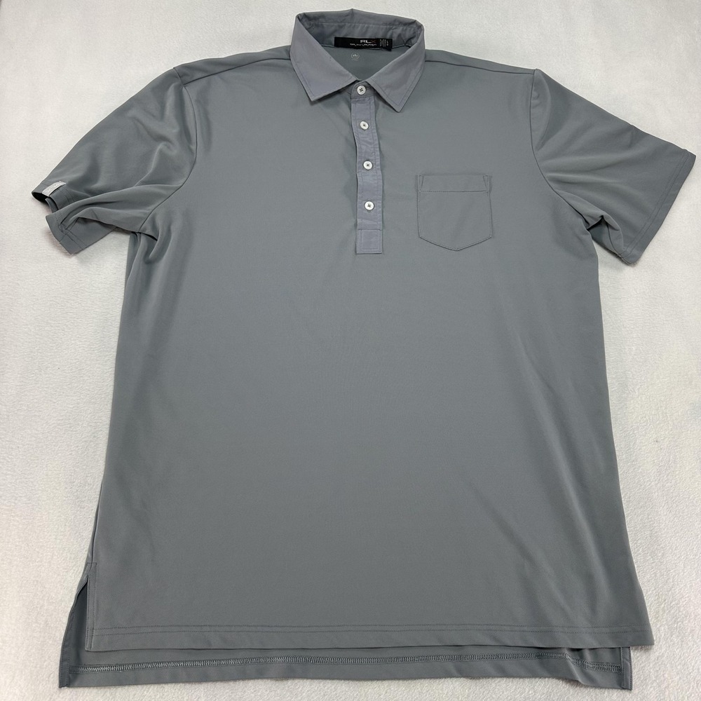 RLX Ralph Lauren Polo Shirt‎ Mens Medium Gray Wicking Stretch Pocket Golf Tech